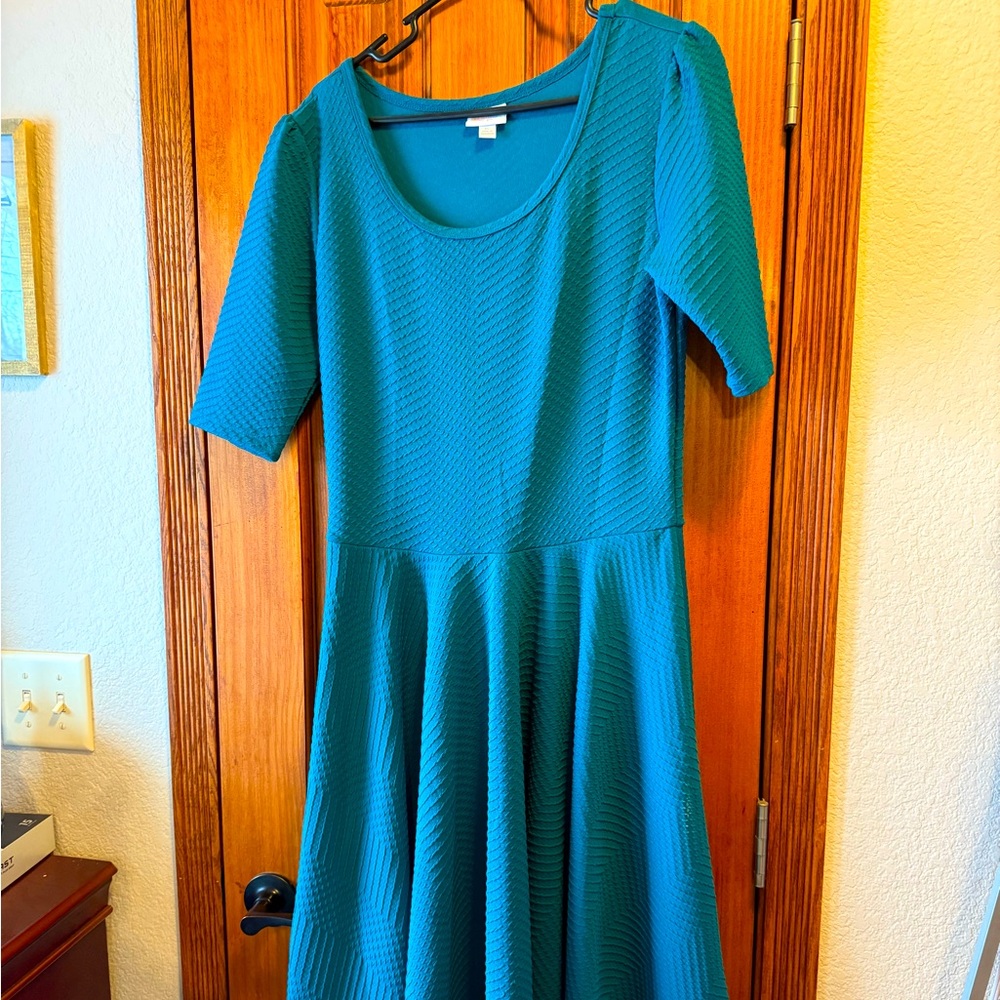 LuLaroe teal dress mid length XL
